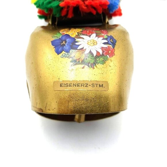Brass Cow Bell Austrian Styria State Eisenerz Stm Erzbach Valley - Hand Painted - Picture 5 of 5
